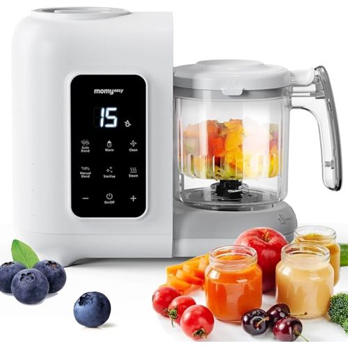 MOMYEASY Baby Food Maker, Baby Food Steamer and Puree Blender, Food Processor Chopper Grinder Steamer in-One, Auto Cooking & Grinding with Touch Control Panel&Self Cleans, BPA-Free