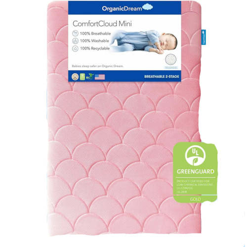 Organic Dream ComfortCloud Mini Crib Mattress, Pink