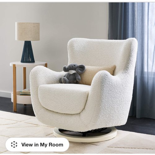 Babyletto x Nursery Works Solstice Ivory Boucle Nursery Glider Chair with Ivory Wood Base