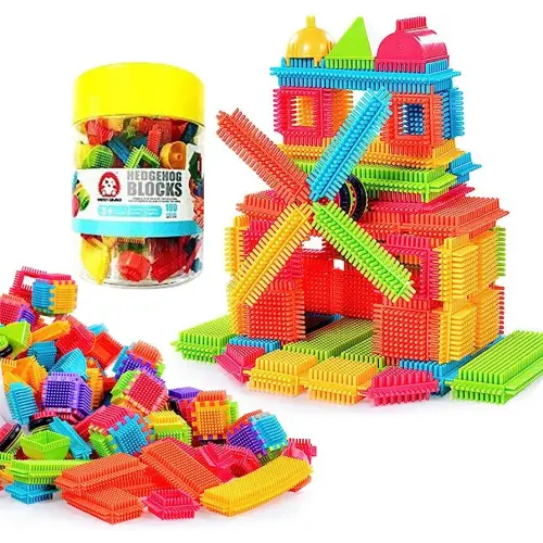 Teytoy 100 Pcs Bristle Shape Building Blocks Toy Set for toddlers Kids