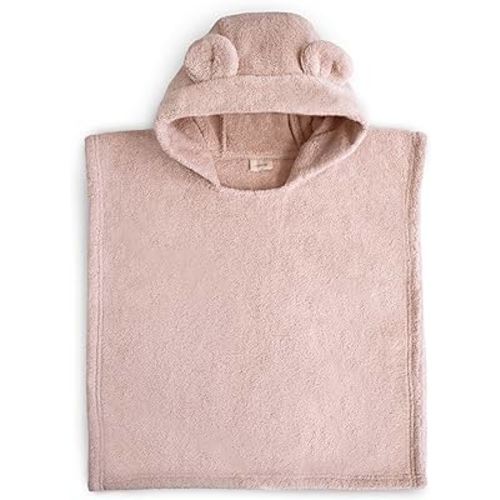 mushie Poncho Towel for Toddlers and Kids (Blush) | Organic Terry Cotton | Ages 1-3 Years