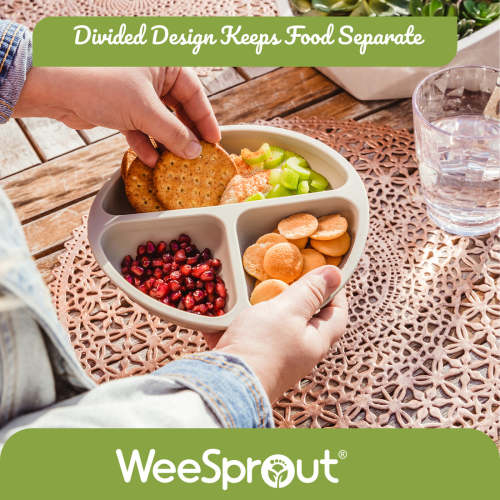 WeeSprout Kids Divided Suction Plates With Lids