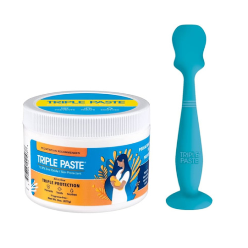 Triple Paste Diaper Rash Cream and Spatula Bundle - 8 oz Zinc Oxide Ointment and Spatula Treatment, Soothe and Prevent Rash with a Pediatrician-Recommended Hypoallergenic Formula