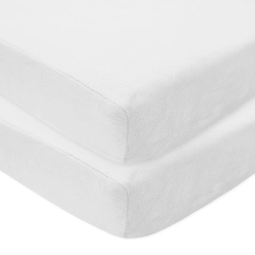 American Baby Company 2 Pack Heavenly Soft Chenille Fitted Crib Sheet 28" x 52", Warm and Cozy Neutral Chenille Sheet, White, for Boys and Girls, Fits Crib and Toddler Bed mattresses