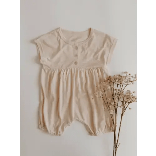 Amara Heathered Shorty Romper | Peachy Cream – Three Peas