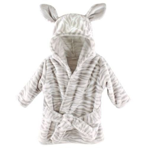 Hudson Baby Infant Plush Animal Face Bathrobe, Zebra, 0-9 Months