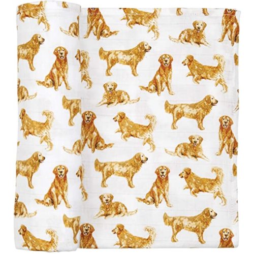 Mud Pie Golden Retriever Print Muslin Baby Swaddle Blanket, 47" x 47"