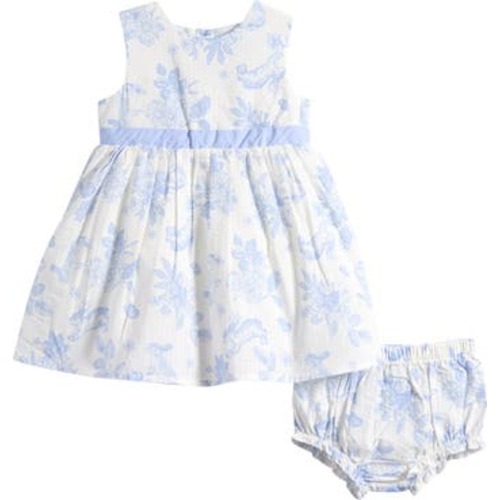Bunny Floral Print Cotton Dress & Bloomers, 3-6M