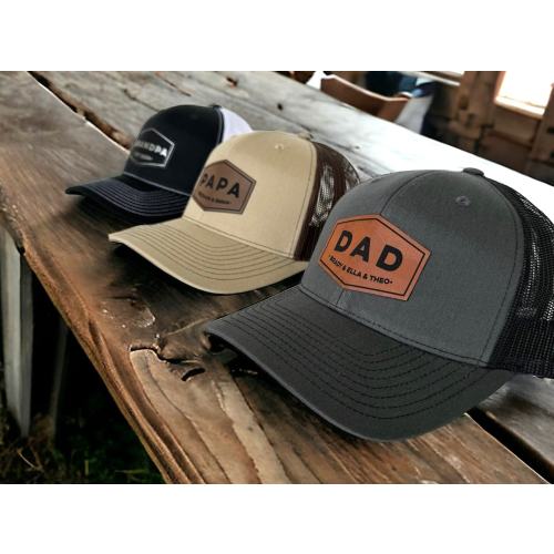 Personalized Dad Patch Hat, Dad Birthday Gift, New Dad Gift, Gift For Husband, Trucker Hat, Leather Patch Hat, Custom Hat, New Dad Present