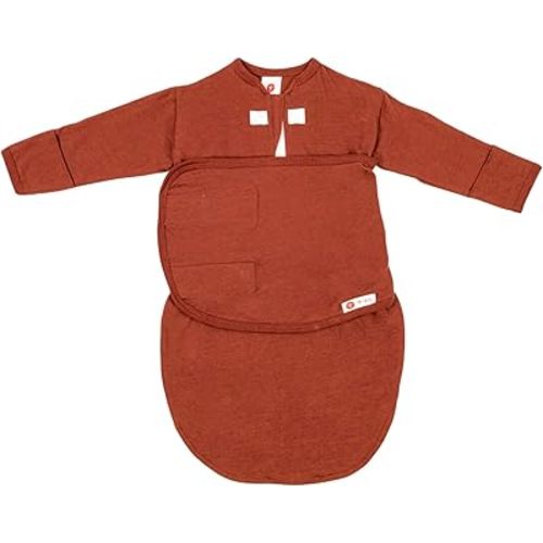 embe Baby Eczema Sleep Aid Sleeper Sack for Babies 0-3 Months, 6-14 lbs | Swaddle With Fold Over No Scratch Mittens Attached | No Scratch Sleeves Baby - [Rust]