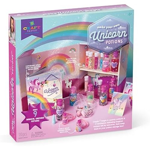 Craft-tastic – DIY Unicorn Potions Craft Kit – Includes Book with Magical Recipes, Enchanted Ingredients, Cabinet & More – Arts & Crafts for Kids – Fun, Creative & Unique Gift