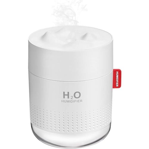 Portable Mini Humidifier, 500ml Small Cool Mist Humidifier, USB Personal Desktop Humidifier for Baby Bedroom Travel Office Home, Auto Shut-Off, 2 Mist Modes, Super Quiet, White