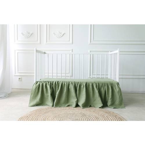 sage green cot bed skirt, Girl Crib Bed Skirt, Ruffled Crib Skirt, Crib Skirt for Baby Bed, Crib Skirt for Nursery Room Decor, cot bedding