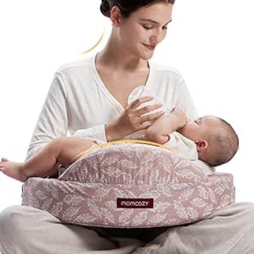 Momcozy Innovative Safety Guard Nursing Pillow - Firm & Springy Memory Foam - Stable, Ergonomic Support & Comfort - Wider Breastfeeding Cushion, Adjustable, Removable Cover, Baby Safety Certified