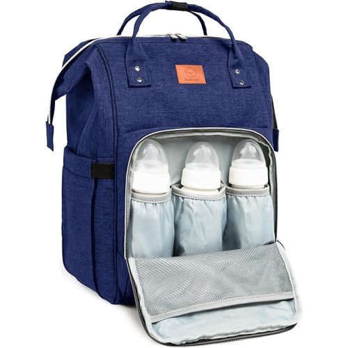 KeaBabies Baby Diaper Bag Backpack - Large Baby Bag for Boys, Girls, Waterproof Multi Function Travel Diaper Backpack with Changing Pad, Durable Travel Essentials for Moms and Dads (Marine Blue)