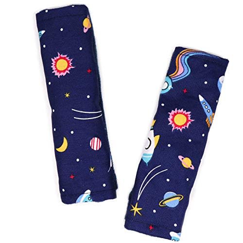 DILIMI Space Carseat Belt Cover for Baby Soft Comfort Seat Belt Cushion for Kids Cute Cartoon Pattern Car Seat Belt Pads Cover (2 Packs)
