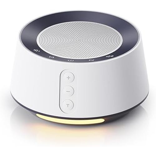 BGOVERSS White Noise Sound Machine with 14 Soothing Sounds and 10 Levels Night Light for Sleeping, 5 Timers and Memory Feature Plug in Sound Machine for Nursery Baby Kids Adults, White