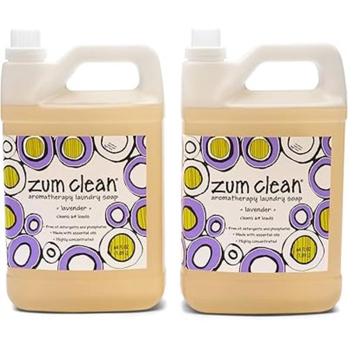 Indigo Wild Zum Clean Laundry Soap - Plant-Based Liquid Laundry Soap - Contains Baking Soda, Essential Oils & Saponified Coconut Oil - Lavender Scent - 64 fl oz (2 Pack)