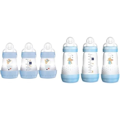 MAM Easy Start Anti Colic Baby Bottle - Switch Between Breast & Bottle, Reduces Air Bubbles, 3 Pack Newborn Bottle, 9 oz (3-Count), Baby Essentials