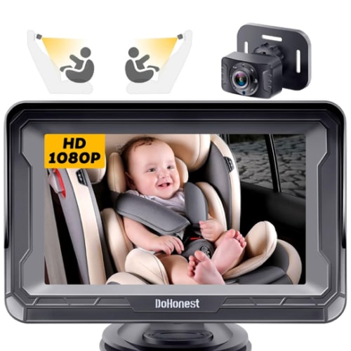 DoHonest Baby Car Camera HD 1080P - Rear-Facing Car Baby Monitor with Night Vision, Adjustable View Angle, Easy Setup, Anti-Glare Display, Safety for Kids & Infants