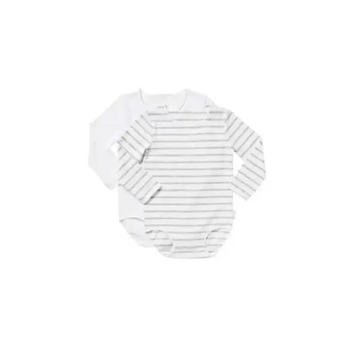 Bonds 2 Pack Wonderbodies Long Sleeve Grey/White | Baby Bunting AU