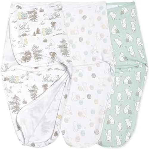 aden + anais, Cotton Knit Baby Wrap, Newborn Wearable Swaddle Blanket, 3 Pack, Winnie, 0-3 Months