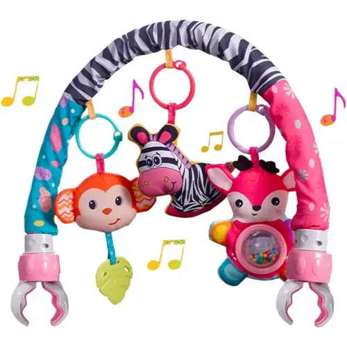 Crib Mobile for Girls, Baby Arch Mobile for Bassinet with Universal Clamps, Versatile Toy Bar for Baby Bouncer Stroller Arch Toy 0-3 Months, Baby Grils Mobile Toys 0-6 Months Car Seat Stroller Toys