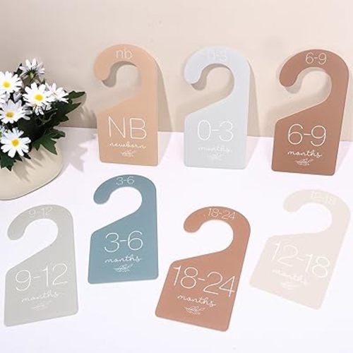Whaline 7Pcs Baby Closet Size Dividers Boho Colors Acrylic Hanger Clothes Organizers Newborn to 24 Month Thicken Infant Wardrobe Separators For Home Nursery Baby Clothes