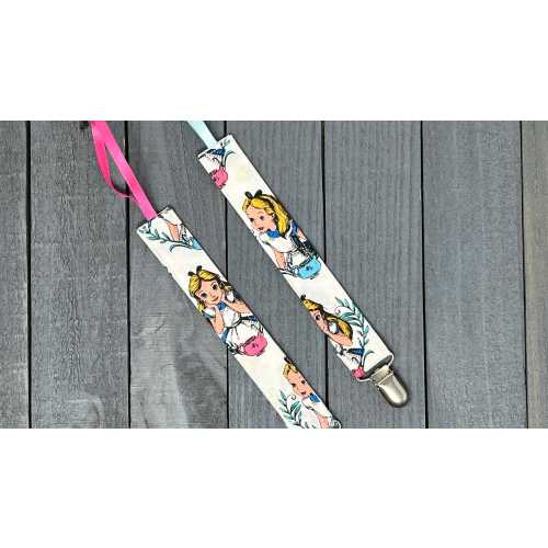 Alice in Wonderland Pacifier Clip / Universal Fabric Binky Holder