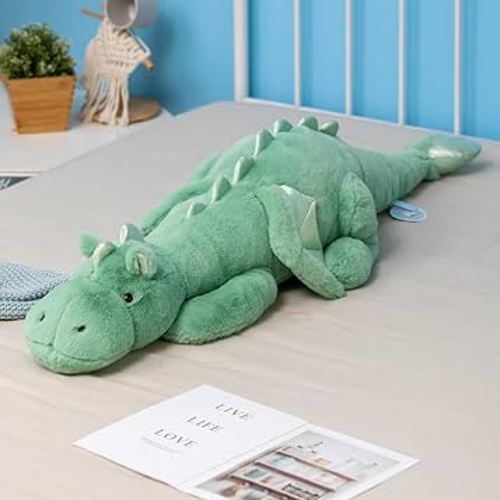5Lbs Weighted Dragon Stuffed Animal 35.4", Soft and Sturdy Weighted Pillow Plush for Kids and Adults, Medium Green Dragon Stuffed Animal