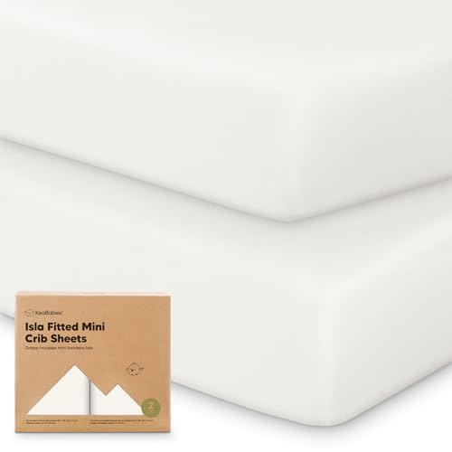 KeaBabies Pack and Play Sheets Fitted 2pk Mini Crib Sheet, Soft White | 38x26 Soft Viscose from Bamboo, Pack N Play Mattress Sheets, Snug Toddler Playard Bedding, Mini Mattress Cover, Boys, Girls