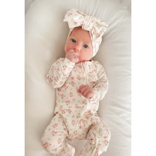 Frill Zip Romper | Paisley Peony – Little and Fern