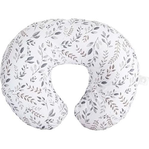Boppy Nursing Pillow Original Support, Gray Taupe Leaves, Ergonomic Nursing Essentials for Bottle and Breastfeeding, Firm Fiber Fill, with Removable Nursing Pillow Cover, Machine Washable