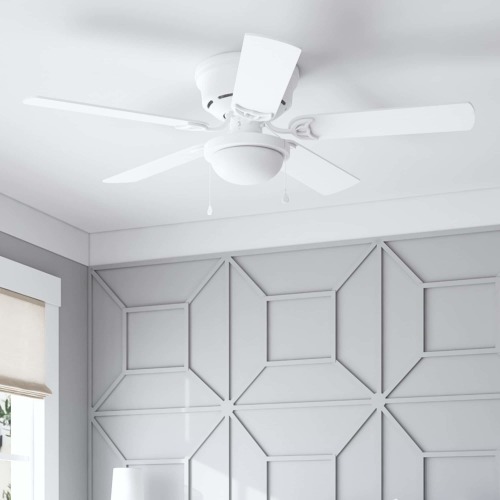 Harbor Breeze Armitage 52-Inches White with White/washed oak Blades Indoor Flush mount Standard Ceiling Fan With Light ( 5 -Blade)