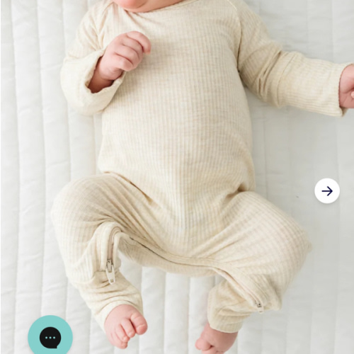 Heather Oatmeal Ribbed Crescent Zippy - Little Sleepies