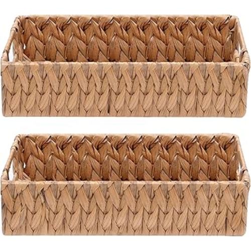 Wicker Storage Basket Water Hyacinth Baskets - Set of 2 Pcs