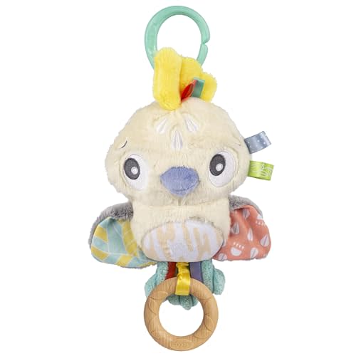 Playgro Fauna Friends Pull String Cockatoo - Interactive Musical Toy with Hanging Features for Car Seats & Cribs - Blend of Teething & Sensory Exploration - A Whimsical Addition to Your Baby Gym Toys