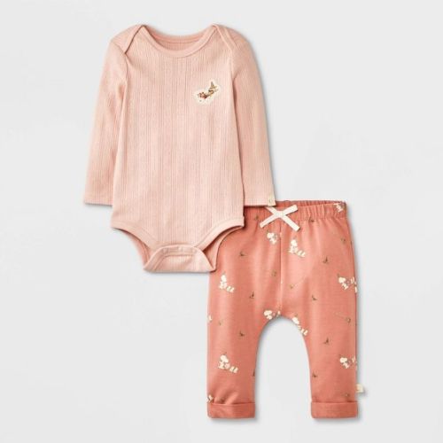 Baby 2pc Little Snoopy Halloween Long Sleeve Bodysuit & Bottom Set - Pink 0-3M