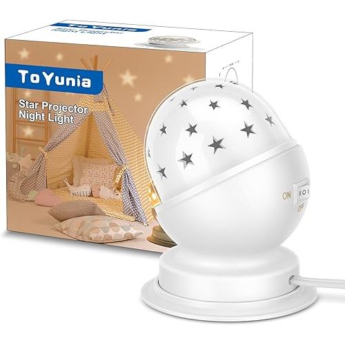 Nursery Night Light,Rotating Star Projector,Nursery Ceiling Light Projector with Timer,1Pack,3000K,White