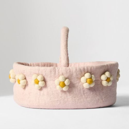Handcrafted Felt Daisy Diaper Caddy (Pink)