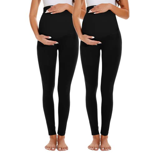 Smallshow Women's Maternity Leggings Casual Pregnancy Pants Clothes 2-Pack