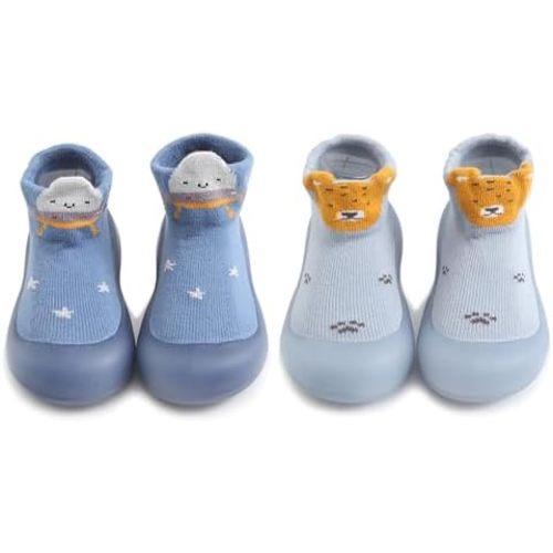 Baby Non Slip Socks Shoes Toddler Girls Boys First Walking Shoes Infant Indoor Floor Slipper Sneakers 2 Pairs