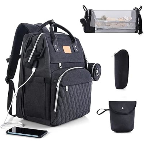 Diaper Bag Backpack, Large Diaper Bag, Multifunctional Diaper Bag, Black