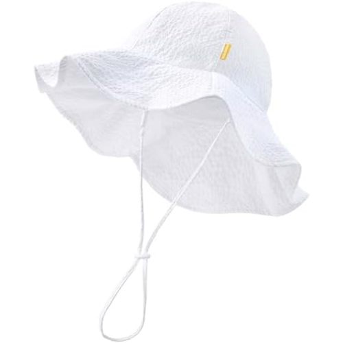 HONGTEYA Baby Sun Hat Toddler Girl Beach Hat Adjustable Outdoor Summer Hat UPF 50+ Sun Protection Wide Brim Infant Kids