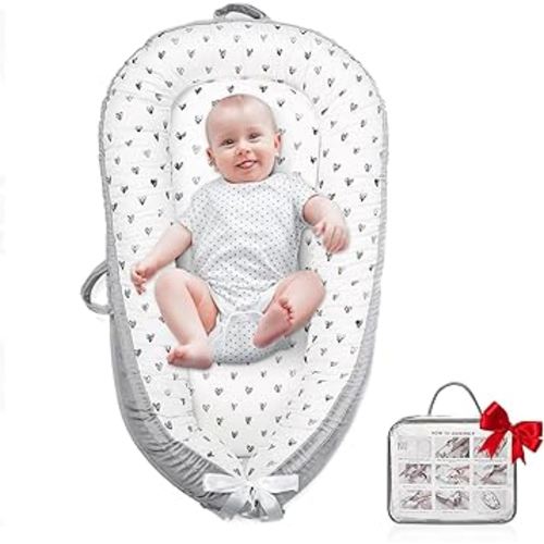 Baby Lounger,Portable Cosleeper, Polyester Cotton Infant Nest Cover, Comfortable Newborn Lounger, Ultra Baby Shower, Travel Baby Bed