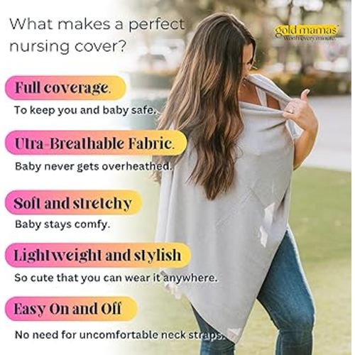 Amazon.com : Breathable Nursing Cover Up for Breastfeeding - Privacy Nursing Covers - Newborn Essentials Must Haves - Improved Ponchy by Gold Mamas - Sand : Baby