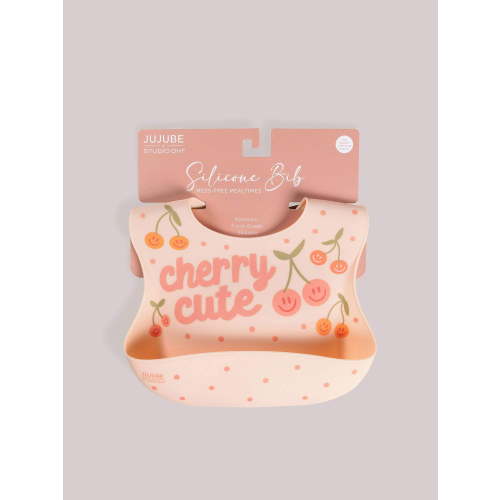 JuJuBe x Studio Oh! Food-Grade Silicone Bib - Cherry Cute by Doodle By Meg