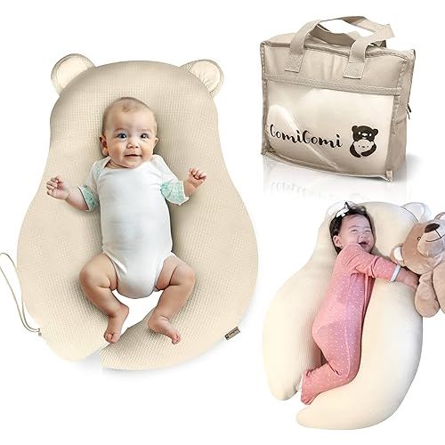 Multifunctional Baby Pillow: Anti-Roll, Nursing, and Tummy Time Features, 3D Air Mesh Fabric for Breathability. Adjustable Thickness, Easy Care