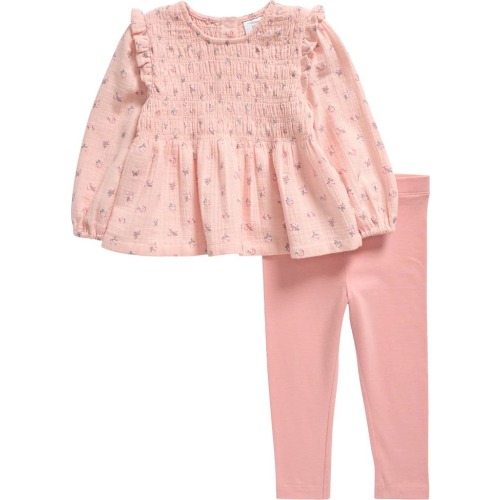 Baby Floral Smocked Long Sleeve Top & Leggings Set, 9M, Pink Lotus Ines Floral- Pink