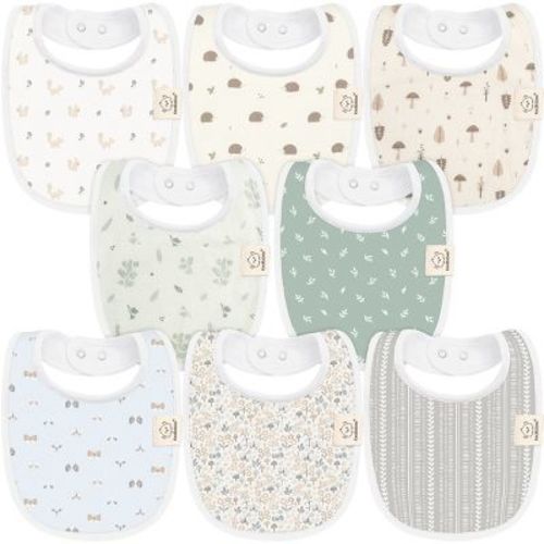 Keababies 8pk Organic Baby Bibs For Boy, Baby Drool Bib For Baby Boys And Girls, Newborn Teething Bibs (wilderness)